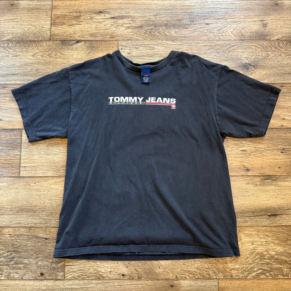 Vintage Y2k Tommy Jeans Faded Black Tee Shirt